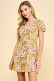 Retro Daisy Mini Dress with Cut Out Back