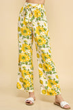 Sunflower Print Paper Bag Pants