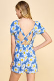 Daisy Print Romper with Criss Cross Back