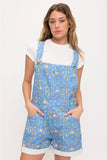 Blue Bee Garden Print Shortalls
