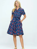 Cotton Strawberry Button Down Dress