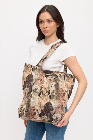 Dog Collage Print Tapestry Tote Bag
