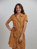 Yellow Dinosaur Print Button Through Dress