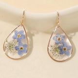 Teardrop Pressed Flower Resin Earrings