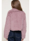 Long Sleeve Notched Collar Faux Fur Cropped Jacket
