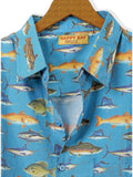 Happy Bay Button Up Mens Shirt -  Hawaiian Multi Dolphin