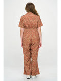 Fall Leaves Print Corduroy Jumpsuit Overalls