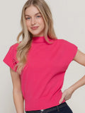 Cap Sleeve Mock Neck Sweater Top