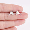 Silvery Stretched Frog Stud Earrings