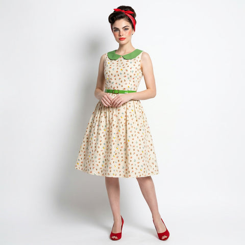 Vintage Teddy Bear Peter Pan Collared Dress