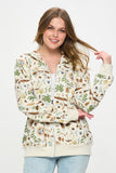 Forest Foliage Print Zip Up Hoodie