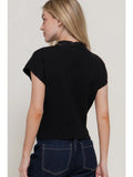 Cap Sleeve Mock Neck Sweater Top