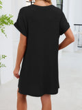 Yoke Loose  Crew Neck T-Shirt Dress