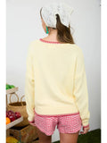 Strawberry Motif Contrast Stitch Knit Pullover