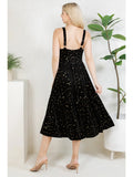 Golden Moon Star Velvet Smocked Cami Dress- Black