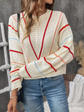 Striped Open Knit Sweater