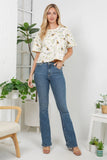 Floral Bee Print Cotton Crop Top