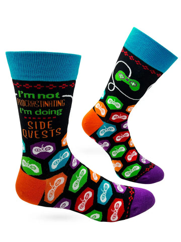 I'm Not Procrastinating I'm Doing Side Quests Novelty Mens Socks
