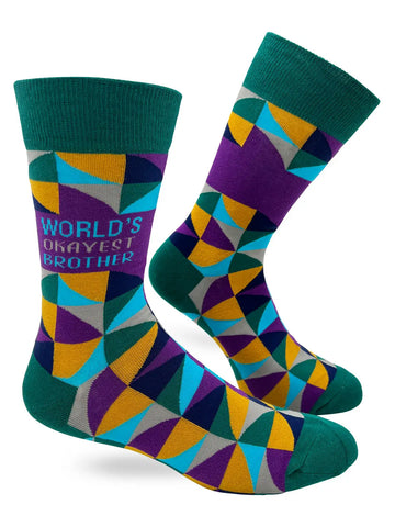 Worlds Okayest Brother Novelty Mens Socks