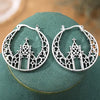 Silvery Cathedral Castle Hoop Earrings