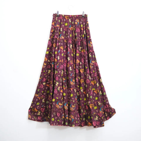 Boho Floral Whimsy Tiered Maxi Skirt - Plus Size