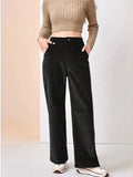 High Waist Corduroy Wide Leg Pants with Pockets -Assorted Colours