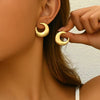 Golden Crescent Moon Statement Stud Earrings