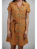 Yellow Dinosaur Print Button Through Dress