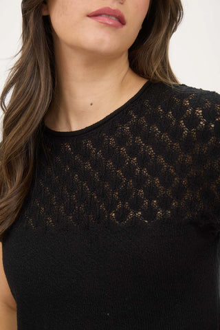 Eyelet Yoke Sweater Knit Top