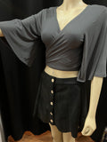Flutter Sleeve Cropped Wrap Top - Assorted colours