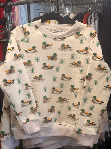 Mallard Duck Fleece Crew Neck Sweatshirt