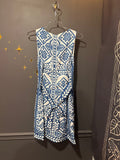 Blue Floral Print Waist Tie Dress