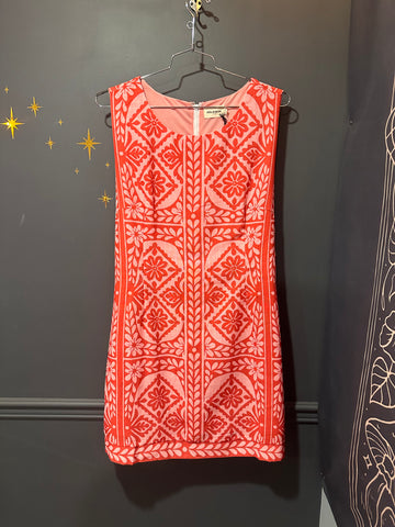 Pink/Red Floral Print Waist Tie Dress - Plus Sized