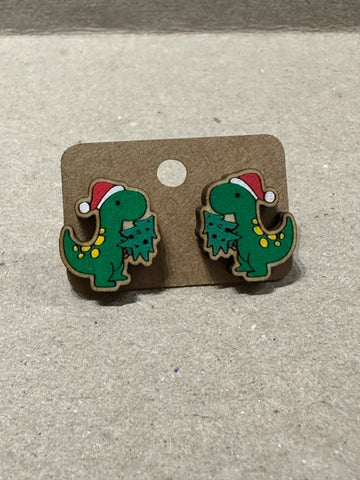 Holiday Dinos Wooden Studs