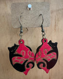 Wooden Cat Attack Christmas Ornaments Dangley Earrings