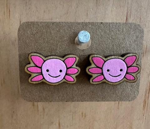 Wooden Axolotl Stud