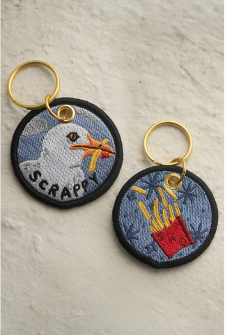 Scrappy Seagull Embroidered Keychain