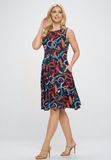 Colourful Snake Print Fit and Flare Dress