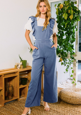 High waisted wide leg overalls hotsell