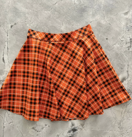 Orange Plaid Skater Skirt Heartbreak Boutique