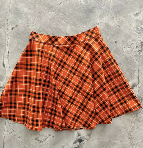 Orange Plaid Skater Skirt