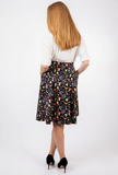Black & Lavender Mushroom Print Fit & Flare Skirt
