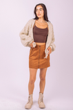 Faux Suede Zipper Detail Mini Skirt - Assorted Colours