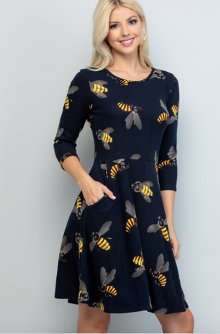 Bee Print Sweater Dress