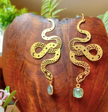 Large Ornate Snake Statement Earrings