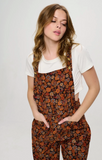 Fall Floral Print Corduroy Overalls