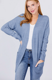 Open Front Cardigan with Ribbed Detail