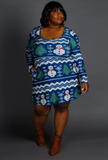 Holiday Sweater Print Fit & Flare Dress