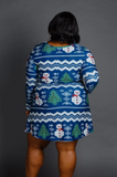 Holiday Sweater Print Fit & Flare Dress