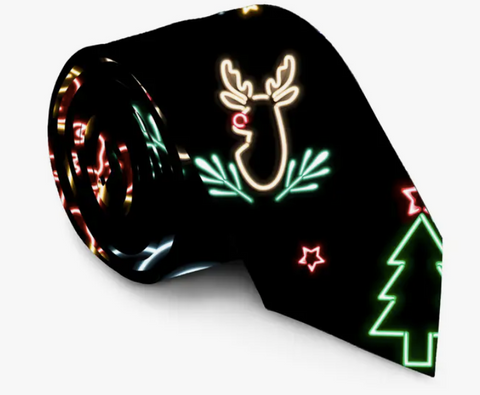 The Naughty Neon Noel Neon Lights Christmas Tie